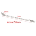 Silver stainless steel 5cm extender chain with lobster clasp and S.steel tag for DIY jewelry - 10mm Clasp / Steel - Logo Rectangular Tag