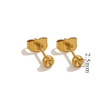 Minimalist 2.5mm golden spherical stud earrings with unique conical recess and butterfly back - Without Loop 2.5mm / Gold