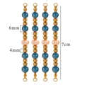 Handmade beaded pendant with 6mm dark blue stones, pink pearl, and 7cm gold extension chain - Apatite