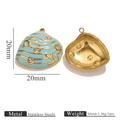 Pendentif coquillage bleu en acier inoxydable avec détails corail et cristaux - Bleu