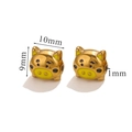 Golden stainless steel pig bead for DIY bracelets with yellow enamel, 10x9mm size - Yellow Pig