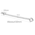 Silver stainless steel 5cm extender chain with lobster clasp and heart pendant - 10mm Clasp / Steel - Hollow Heart