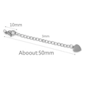 Silver stainless steel 50mm extension chain with lobster clasp and heart pendant - 10mm Clasp / Steel - Plain Heart
