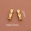 Dettaglio macro di perline in acciaio inossidabile dorato a forma di bambù da 22mm - Bambù a 2 Sezioni / Oro