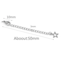 Silver stainless steel extender chain with lobster clasp and star pendant 50mm - 10mm Clasp / Steel - Hollow Star