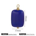 Colgante rectangular de piedra azul con base de acero inoxidable dorado de 18x13 mm - 5 Piezas / Lapislázuli