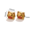 Golden pig bead with red enamel for DIY jewelry making, size 9x10mm with 1mm hole - Red Pig