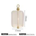 Colgante rectangular de piedra natural y núcleo de acero para collares DIY de 13x18mm - 5 Piezas / Blanco Claro