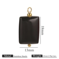 Colgante rectangular de piedra natural negra y acero inoxidable de 18mm x 13mm - 5 Piezas / Negro