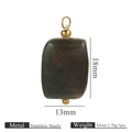 Colgante cuadrado de acero inoxidable con piedra natural verde oscuro para joyería DIY - 5 Piezas / Ágata de la India