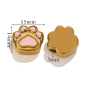 Pink enamel cat paw bead in gold stainless steel for DIY bracelet making, 15mm size - Pink Paw Heart