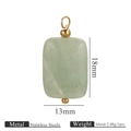 Colgante rectangular de piedra natural verde con aros de acero dorado 18x13mm - 5 Piezas / Aventurina Verde