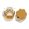 Golden stainless steel cat paw charm with white enamel for DIY bracelet making, 15mm size - White Paw Heart