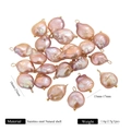 Baroque pearl pendant with gold stainless steel loop, natural shell shine for DIY jewelry - Pink Pearl C