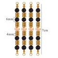 7cm DIY stainless steel pendant with black beads, gold spacers, and natural stone - Black Stone