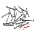Pack of 15mm twisted stainless steel connector bars with double holes for DIY jewelry - 15mm / Steel