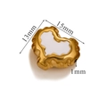 Golden heart-shaped stainless steel bead with white enamel finish for DIY jewelry, 15x13mm - White Lava Heart