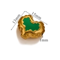 Golden heart-shaped stainless steel bead with green enamel finish for DIY jewelry - Green Lava Heart