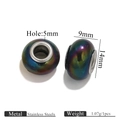 Cuentas espaciadoras de acero inoxidable arcoíris para pulseras de joyería DIY - 14mmx9mm-Agujero 5mm / Multicolor