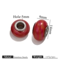 Cuentas espaciadoras de acero inoxidable rojo pulido con agujero de 5 mm para joyas - 14mmx9mm-Agujero 5mm / Rojo Oscuro