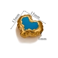 Golden heart-shaped stainless steel bead with blue enamel inlay for DIY jewelry - Blue Lava Heart