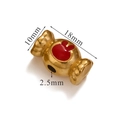 Golden candy-shaped stainless steel bead with red rabbit enamel and 2.5mm hole for DIY - Red Candy Rabbit