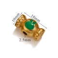 Golden candy-shaped stainless steel bead with green apple pattern and 18mm length - Green Candy Rabbit