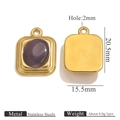 Detailed size specifications for gold stainless steel oval stone pendant 20.5x15.5mm - Gold Rectangle Pendant - Purple Cat's Eye