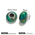 Cuentas espaciadoras de acero inoxidable verde irisado para pulseras de joyas DIY - 14mmx9mm-Agujero 5mm / Verde oscuro