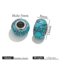 Cuentas de 14mm con textura turquesa y núcleo de acero para pulseras DIY - Turquesa