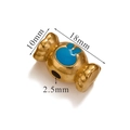 Golden candy-shaped stainless steel bead with blue enamel center for DIY jewelry, 18mm - Blue Candy Rabbit