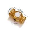 Golden candy-shaped stainless steel bead with white rabbit enamel for DIY jewelry - White Candy Rabbit