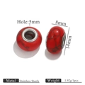 Cuentas de turquesa roja con núcleo de acero para joyas DIY, espaciadores de 14x8mm - 14mmx8mm-Agujero 5mm / Howlita Roja