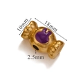 Golden candy-shaped stainless steel bead with purple enamel detail for DIY jewelry - Purple Candy Rabbit