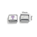 Maglia modulare 9mm in acciaio inossidabile con croce smaltata lavanda per bracciali - Viola