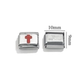 Charm in acciaio inossidabile con croce in smalto rosso e finitura argento lucido - Rosso