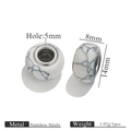 Cuenta espaciadora de acero inoxidable textura mármol para pulseras DIY 14x8mm - 14mmx8mm-Agujero 5mm / Howlita