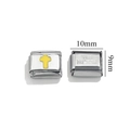 Maglia charm italiana con croce gialla e retro in acciaio inox da 10mm x 9mm - Giallo