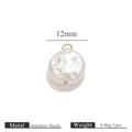 12mm pearl texture pendant with golden stainless steel loop for DIY jewelry making - Flat Round (12mm)