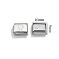 Link per charm italiano con simbolo della croce in acciaio inox argento, modulo da 10 mm - Bianco