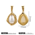 Golden irregular teardrop earrings with pearls in stainless steel, 21mm height - Water Drop