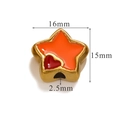 Star-shaped orange stainless steel charm with red heart for DIY jewelry making - Orange Star Red Heart