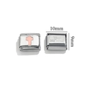 Maglia charm italiana in acciaio inossidabile con croce smaltata rosa e marchio inciso - Rosa