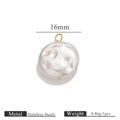 16mm white faux pearl pendant with hammered texture and golden stainless steel loop - Flat Round (16mm)