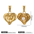 Golden heart stainless steel pendants with pearl inlay and textured finish - Heart with Small Pearl