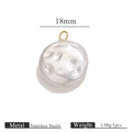 Single 18mm wave pattern faux pearl pendant with stainless steel gold loop, 1.08g - Flat Round (18mm)