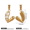 Golden stainless steel heart pendant with three inset white pearls on a white background - Heart with 3 Pearls