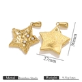 Gold stainless steel star charm with hammered texture and white pearls detail - Star with 3 Pearls