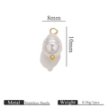 White pearl pendant with gold stainless steel loop and bead accent, 8mm jewelry charm - Small Geometric (7.5x10mm)