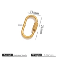 Golden oval stainless steel screw clasp for bracelets and necklaces 21mm accessory - Oval Screw Clasp - Threaded 11*21